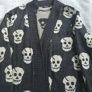 Remel Gray and tan skull cardigan
